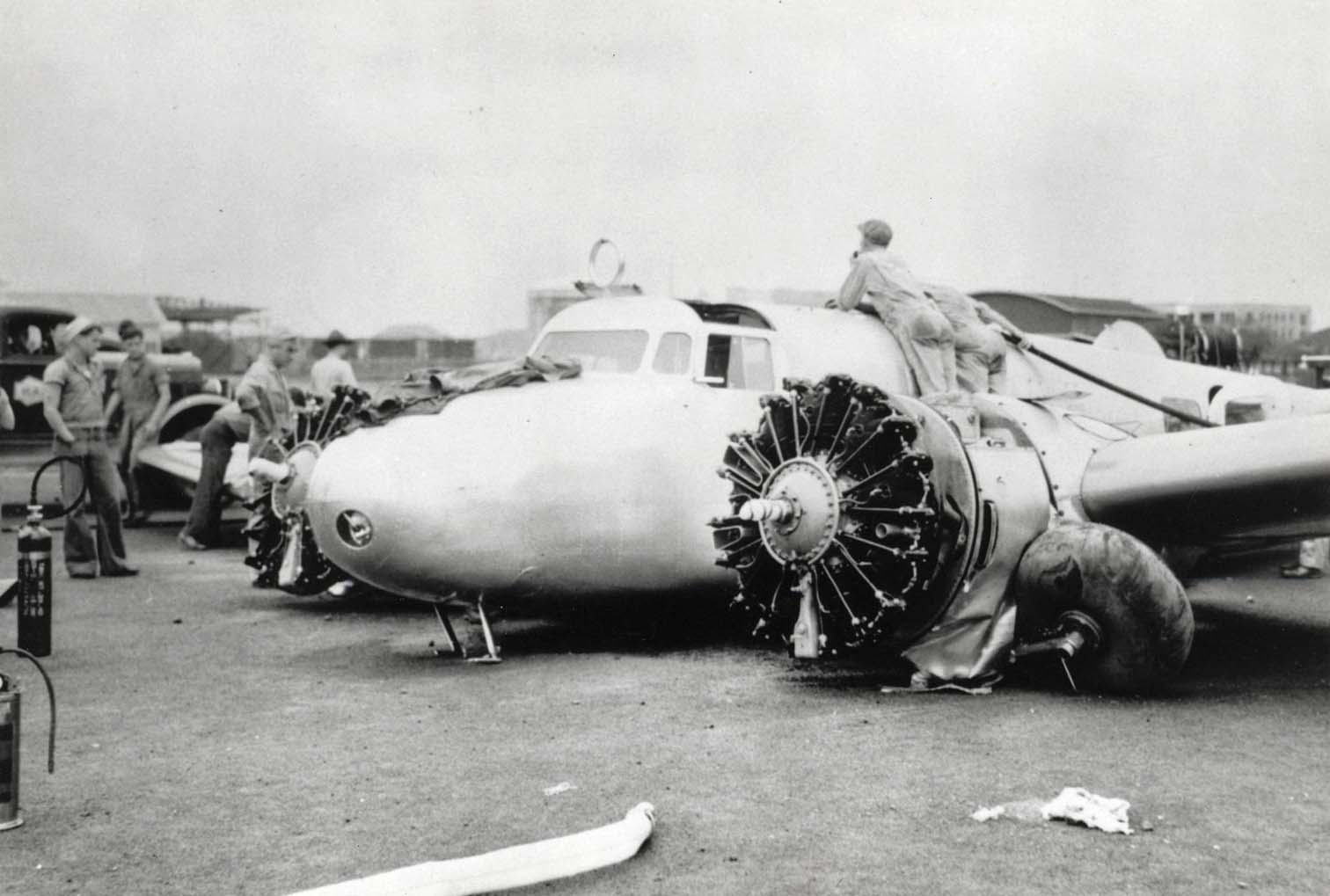 Amelia Earhart’s Crashed Plane on Runway of Luke Feild