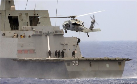 Navy SH-60B Seahawk helicopter landing